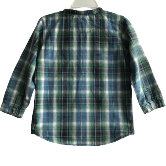 H&M Plaid Band Collar Henley Button Cotton Shirt - Picture 7 of 10